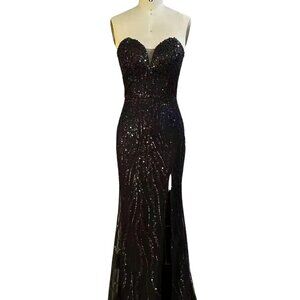 New Sleeveless Prom Maxi Gown w/ Sweetheart Neck & Beads Embroidery TC TL3042C